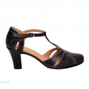 Pantofi dama piele naturala bleumarin cu bareta