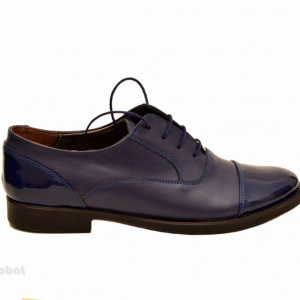 Pantofi dama piele naturala bleumarin cu siret 