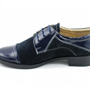 Pantofi dama piele naturala bleumarin cu siret