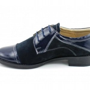 Pantofi dama piele naturala bleumarin cu siret