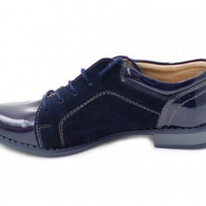 Pantofi dama piele naturala bleumarin cu siret cod P94BL - Img 2