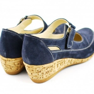 Pantofi dama piele naturala bleumarin velur cu platforma