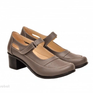 Pantofi dama piele naturala gri cu platforma cod P135GRI - Made in Romania