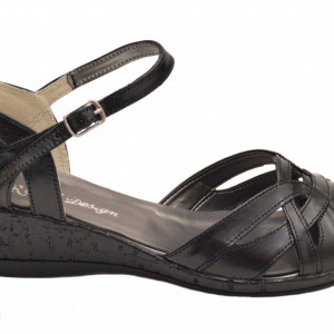 Pantofi dama piele naturala negri cu bareta 