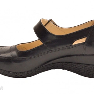 Pantofi dama piele naturala negri cu platforma