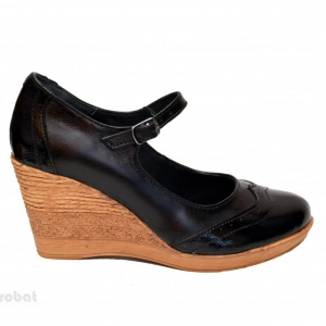 Pantofi dama piele naturala negri cu platforma