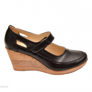 Pantofi dama piele naturala negri cu platforma