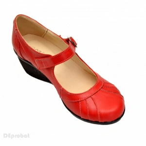 Pantofi dama rosii din piele naturala cu platforma