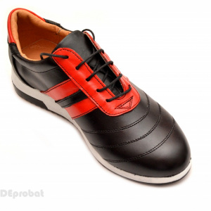 Pantofi sport stil adidasi dama piele naturala negru cu rosu