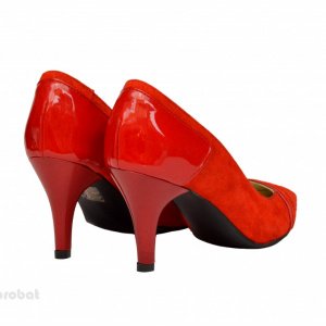 Pantofi stiletto rosii dama eleganti din piele naturala