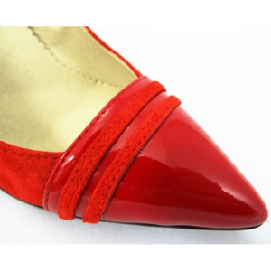 Pantofi stiletto rosii dama eleganti din piele naturala