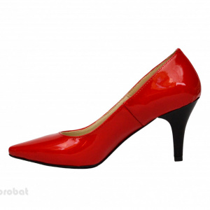 Pantofi stiletto rosii lacuiti dama eleganti din piele naturala