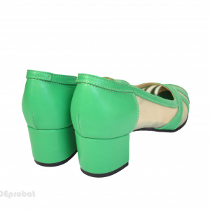 Pantofi verzi dama eleganti din piele naturala
