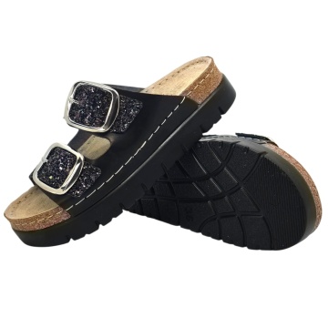 Papuci Doss 689 negru cu sclipici - dama