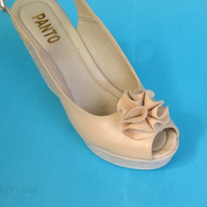 Sandale bej dama din piele naturala platforma 11 cm