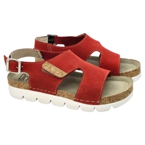 Sandale Dr Feet 9016 rosu cu detalii de pluta - dama