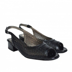 Sandale negre dama din piele naturala toc aplicat 3,5 cm cod S333