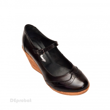 Pantofi dama piele naturala negri cu platforma