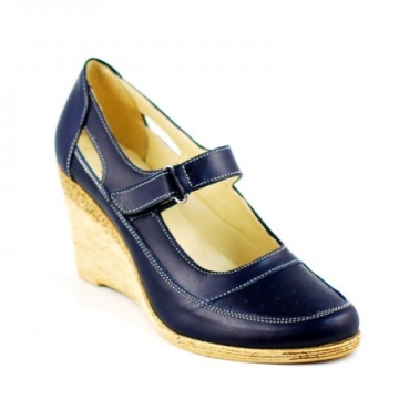 Pantofi dama piele naturala bleumarin cu platforma