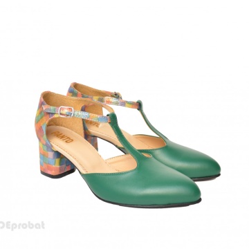 38 - Pantofi dama eleganti din piele naturala, culori combinate cod P398 - Lichidare Stoc