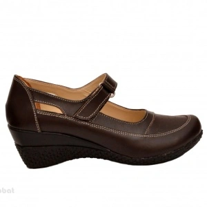 Pantofi dama piele naturala maro cu platforma
