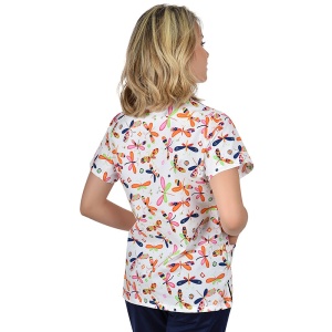 Bluza medicala alba cu libelule