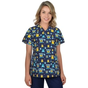 Bluza medicala bluemarin cu bufnite