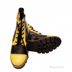 Bocanci dama piele naturala Negru cu Galben sport-casual