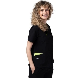 Costum medical Onyx dama - negru cu paspol praz