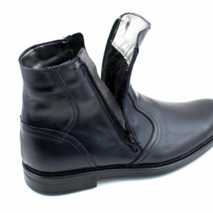 Ghete barbati piele naturala Negre casual-elegante cu fermoar 