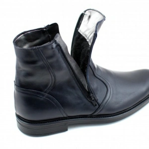Ghete barbati piele naturala Negre casual-elegante cu fermoar 