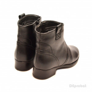 Ghete dama casual-elegante negre din piele naturala cu fermoar