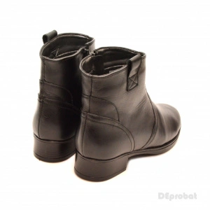 Ghete dama casual-elegante negre din piele naturala cu fermoar