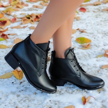 Ghete elegante dama piele naturala Negre cu zapada