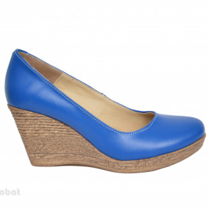 Pantofi albastru electric dama eleganti - casual din piele naturala