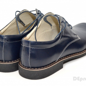 Pantofi barbati piele naturala bleumarin casual-eleganti cu siret cod P23 - Img 3
