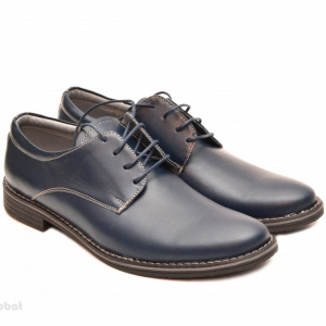 Pantofi barbati piele naturala bleumarin casual-eleganti cu siret cod P69BL