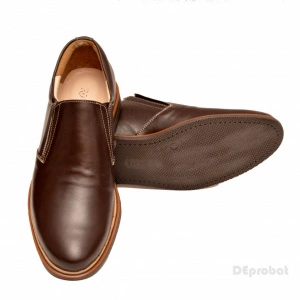 Pantofi barbati piele naturala maro casual-eleganti cu elastic