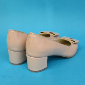 Pantofi bej dama casual-eleganti din piele naturala