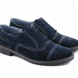 Pantofi bleumarin barbati piele naturala velur casual-office - cod P84