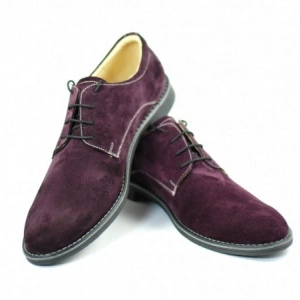 Pantofi bordo barbati piele naturala velur casual-office