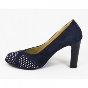 Pantofi dama bleumarin eleganti din piele naturala cu toc de 9 cm