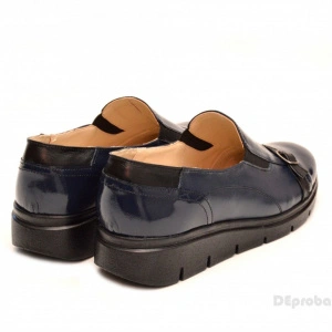 Pantofi dama bleumarin sport-casual din piele naturala cu elastic