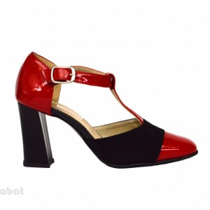 Pantofi dama cu toc aplicat din piele naturala cod P349 - Img 3