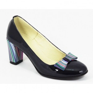 Pantofi dama eleganti din piele naturala bleumarin lăcuiți - Confort & Lux