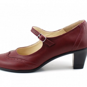 Pantofi dama eleganti din piele naturala grena cu toc de 5 cm