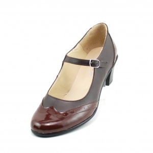 Pantofi dama eleganti din piele naturala maro cu toc de 5 cm