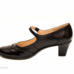 Pantofi dama eleganti din piele naturala negri cu toc de 5 cm