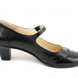 Pantofi dama eleganti din piele naturala negri cu toc de 5 cm