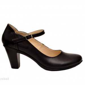 Pantofi dama eleganti din piele naturala negri cu toc de 7 cm
